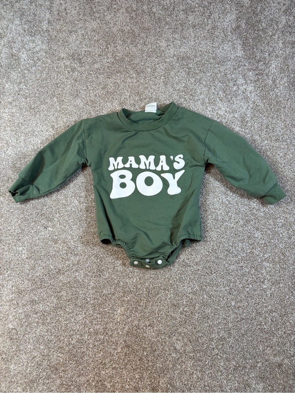 Mama's Boy Olive Green Long-Sleeve One-Piece